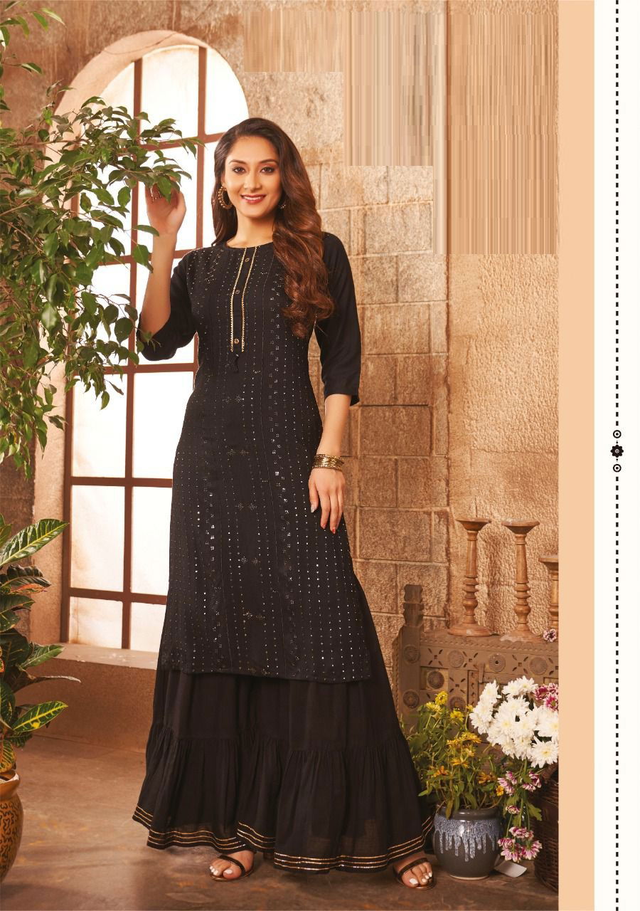 Wanna Noorah Fancy Festive Wear Rayon Latest Kurti With Sharara Collection